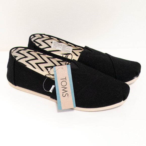 TOMS Alpargata Classic Black Slip-On Shoes Size 6 US Women's Canvas Casual NWT - Picture 1 of 6